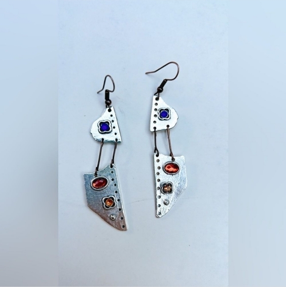 Free People Geo Dangle  Earrings  Silver   - Picture 2 of 5